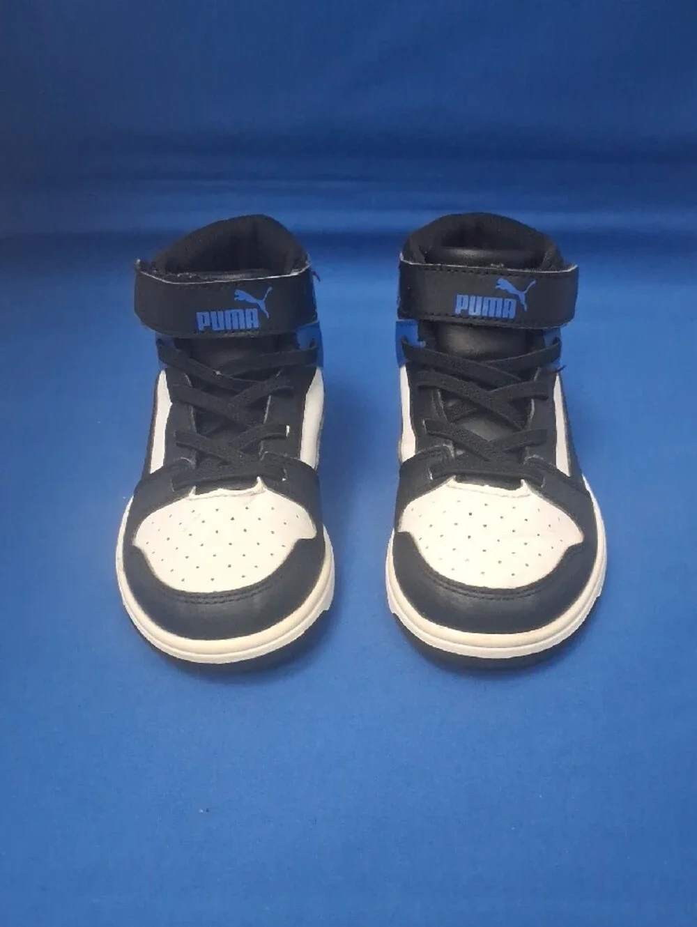 Puma High-Top Sneakers in Black, White & Blue KIDS YOUTH SIZE 11